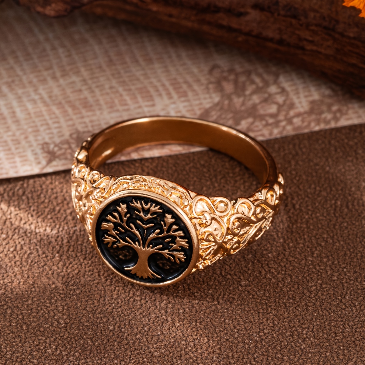 Men's Vintage Tree of Life Pattern Ring